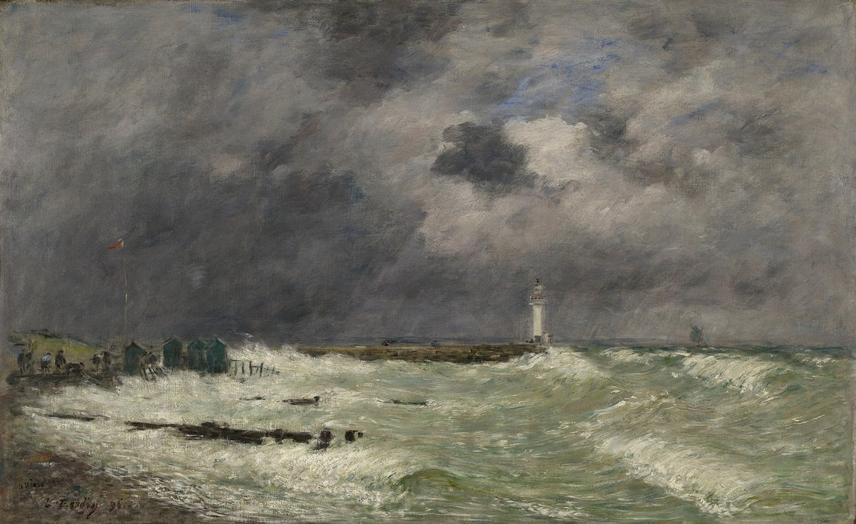 'Coup de Vent devant Frascati Le Havre' Art Print by Eugène Boudin, showcasing a breezy coastal scene.