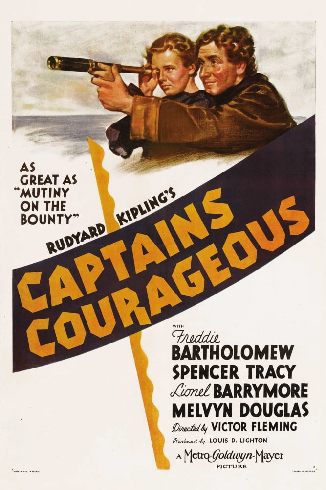 Captains Courageous movie masterprint poster featuring Freddie Bartholomew and Spencer Tracy.
