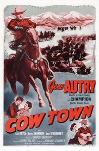 Cow Town movie masterprint poster featuring Jock Mahoney, Gail Davis, and Gene Autry