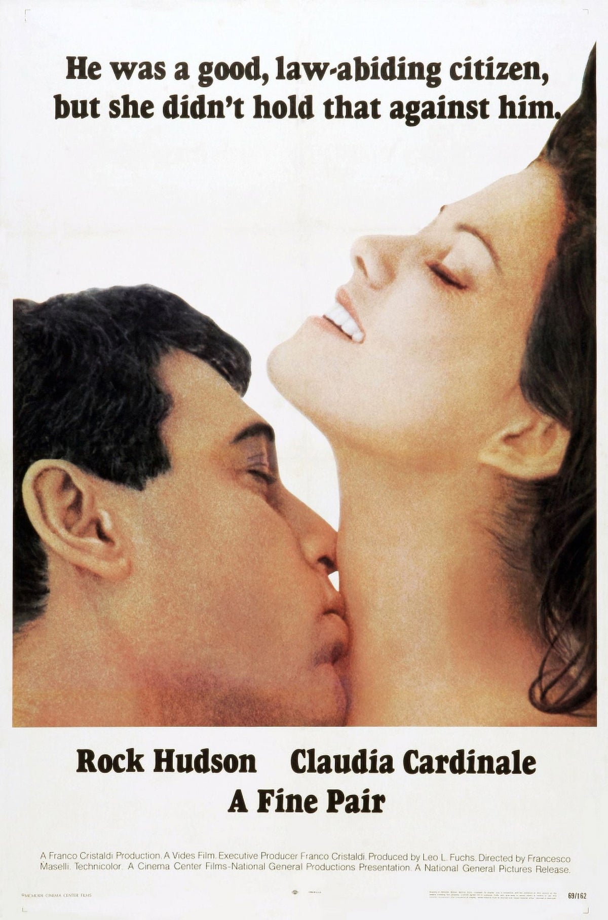 A Fine Pair movie poster print featuring Rock Hudson and Claudia Cardinale, 1968.