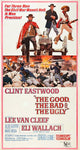 The Good The Bad and The Ugly movie poster featuring Clint Eastwood, Lee Van Cleef, and Eli Wallach.