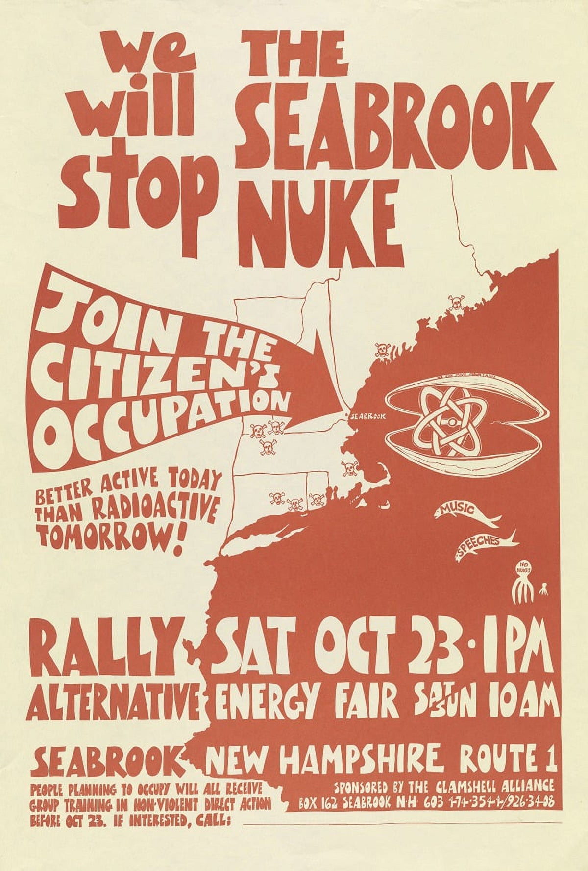 We Will Stop the Seabrook Nuke 1977 protest poster print