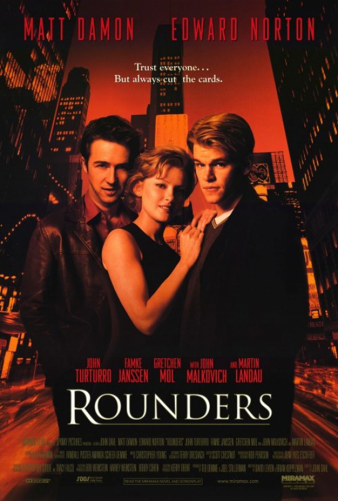 Rounders Movie Poster Print 27x40 - Classic Film Artwork
