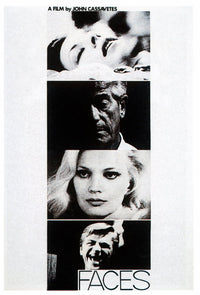 Faces Movie Masterprint Poster featuring John Marley, Gena Rowlands, and Seymour Cassel from 1968.