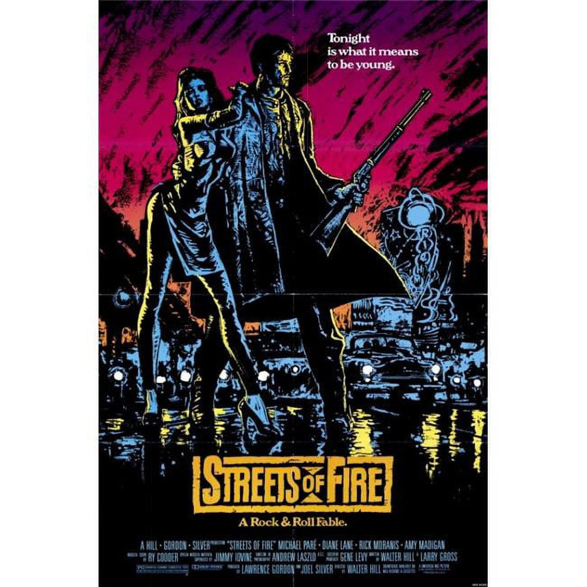 Streets of Fire movie poster 11x17 size, vibrant colors, classic film art