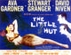 The Little Hut movie poster featuring Ava Gardner, Stewart Granger, and David Niven.