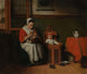 The Lacemaker art poster print by Nicolaes Maes, showcasing intricate lace-making.