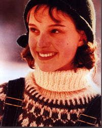 Natalie Portman wearing a sweater and overalls in Beautiful Girls photo print.