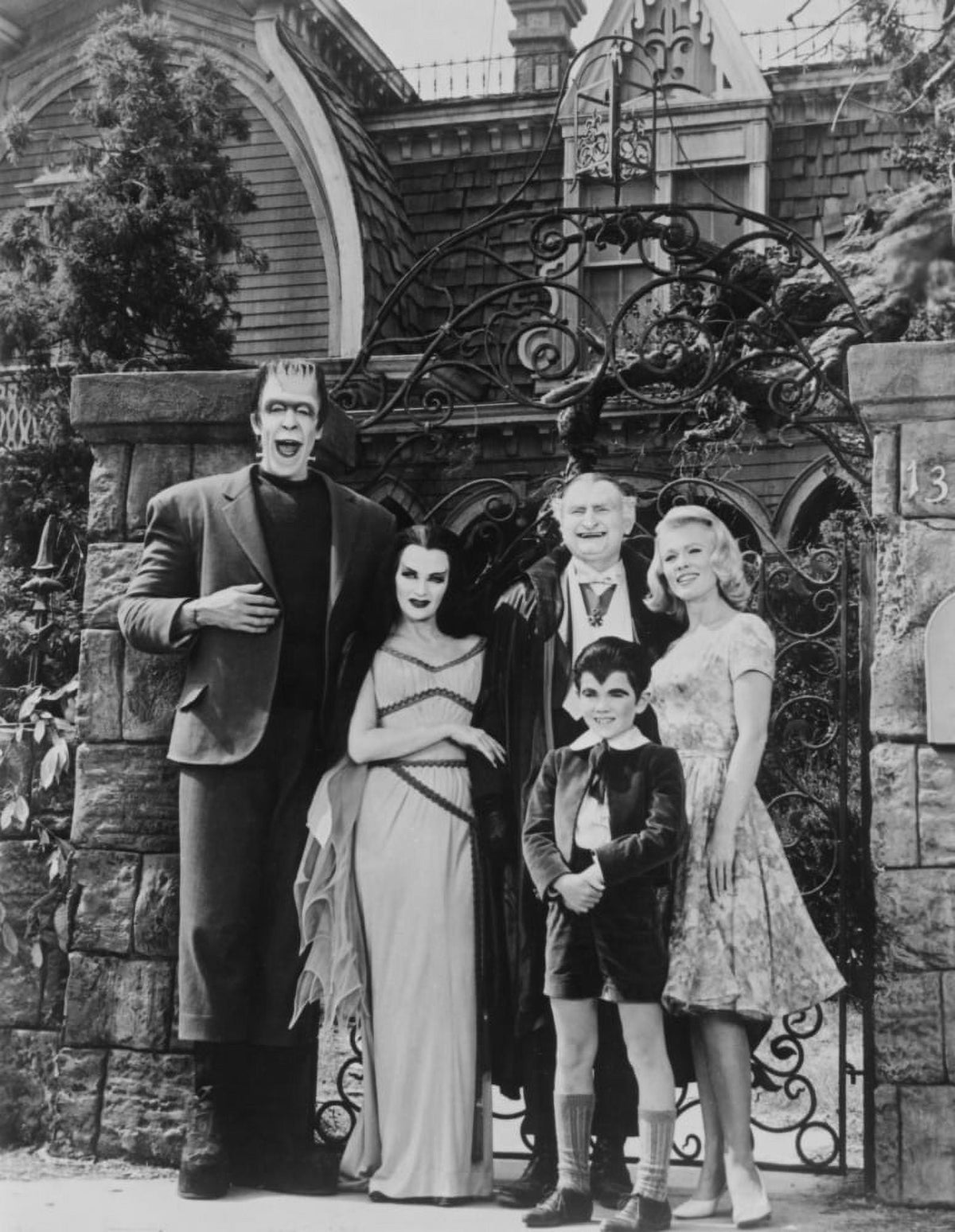 The Munsters black and white photo print featuring classic television characters.