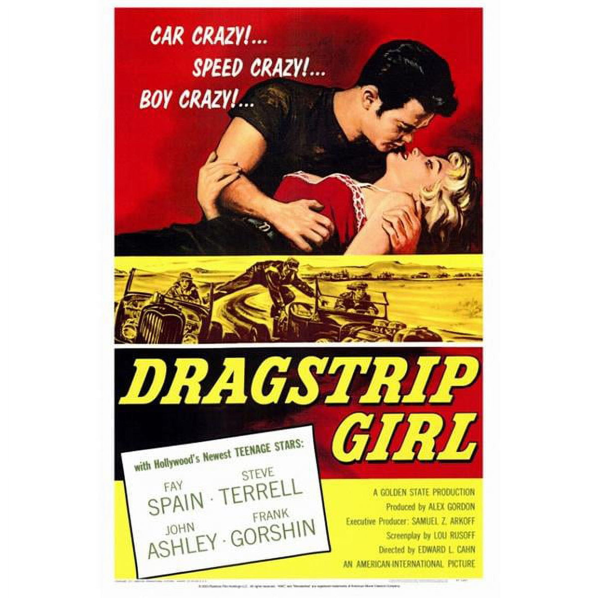Dragstrip Girl Movie Poster Print 27x40 featuring classic car culture.