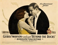 Beyond The Rocks lobby card featuring Gloria Swanson and Rudolph Valentino from 1922, vintage movie poster