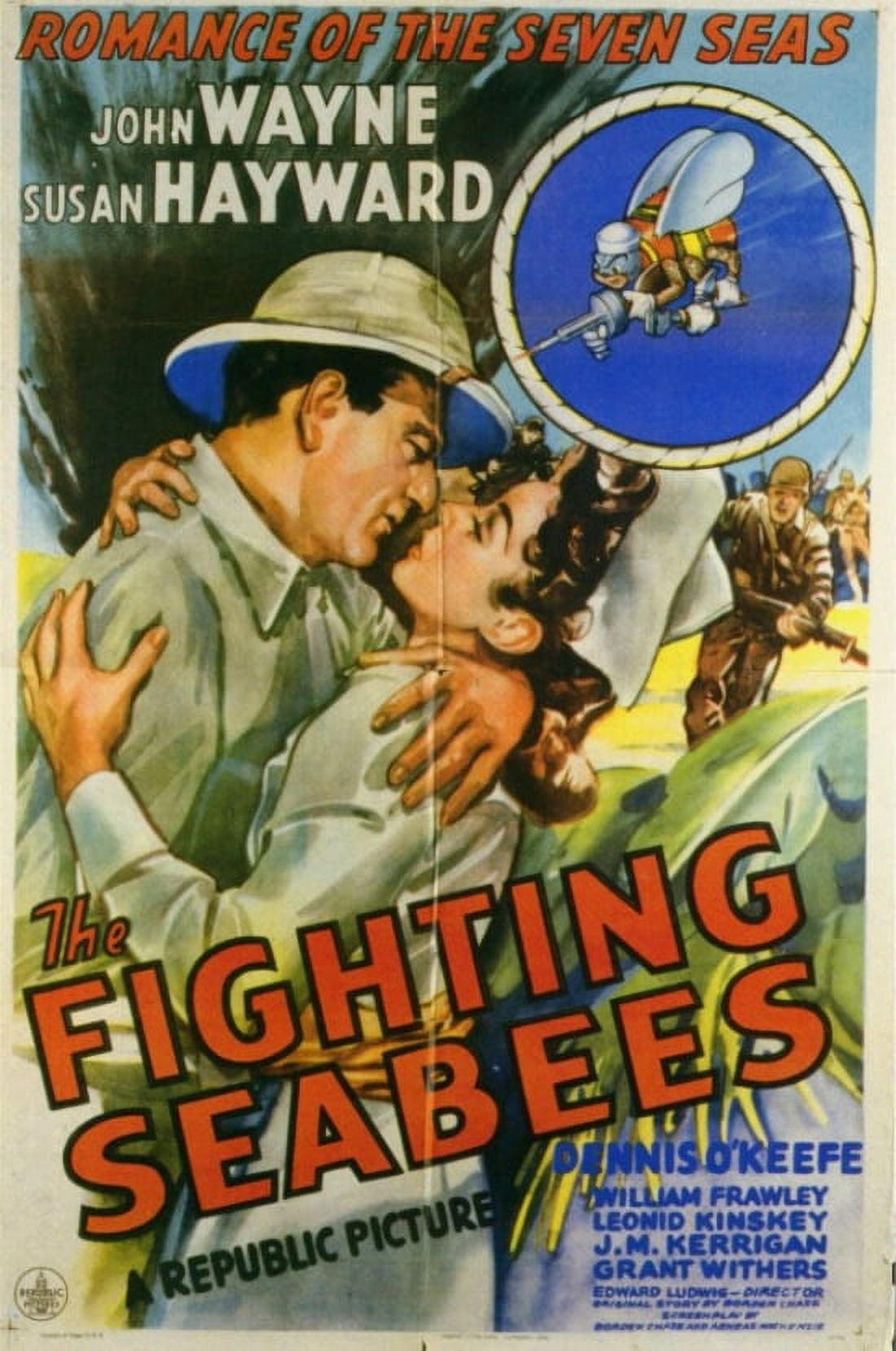 The Fighting Seabees movie poster in 11x17 size showcasing iconic war film imagery.