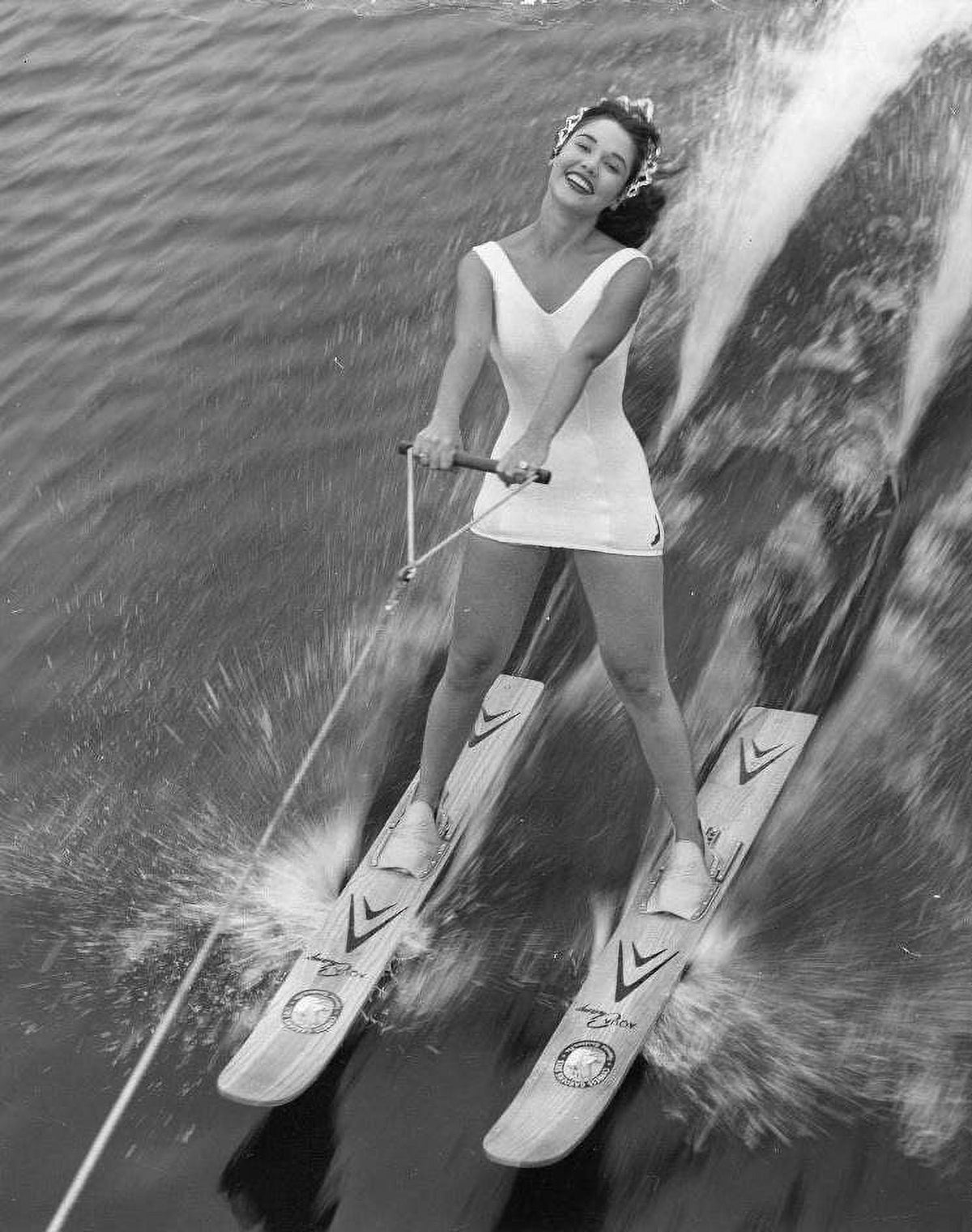 Mary Ann Mobley Water Skis Photo Print - vibrant summer action shot.