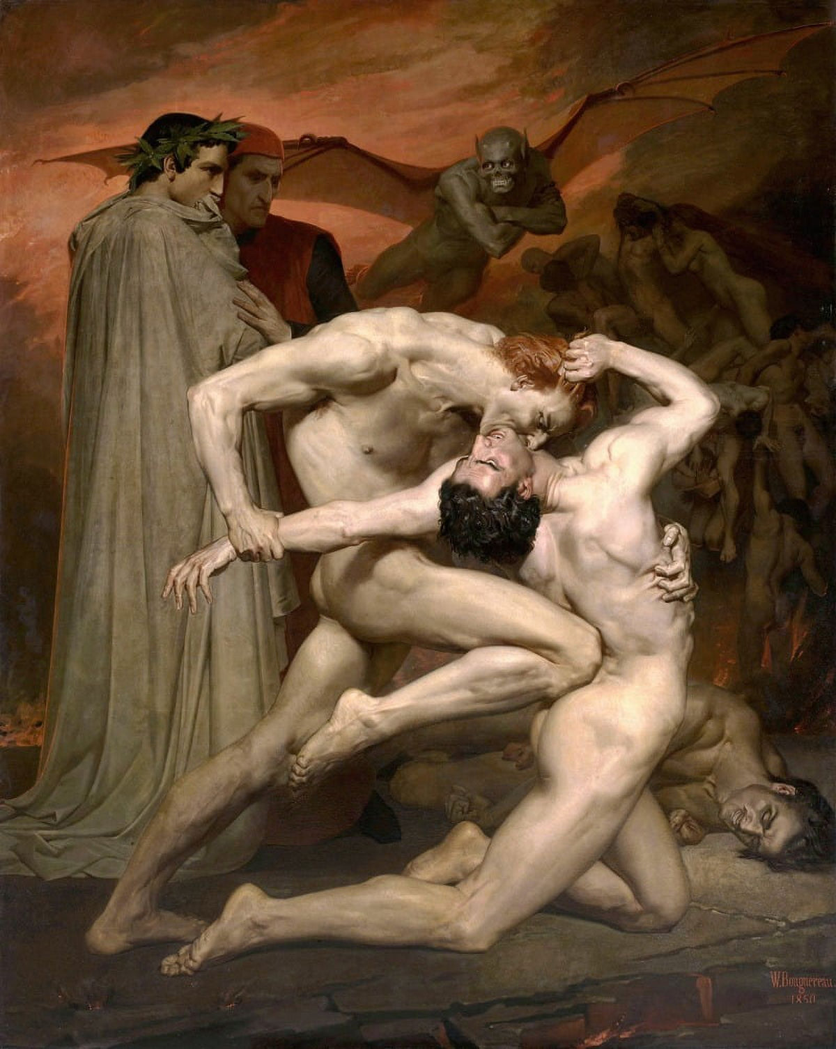 Dante and Virgil in Hell Art Print by William Bouguereau