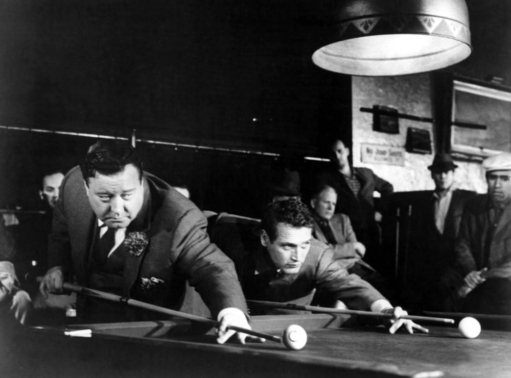 The Hustler movie poster print featuring Jackie Gleason and Paul Newman