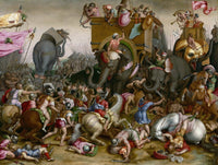 The Battle of Zama art print by Cornelis Cort showcasing historical battle scene