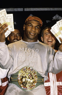 Mike Tyson holding money photo print, iconic sports image