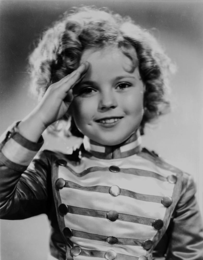 Shirley Temple iconic black and white photo print.