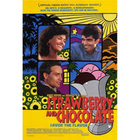 Strawberry and Chocolate movie poster print featuring vibrant colors and playful imagery.