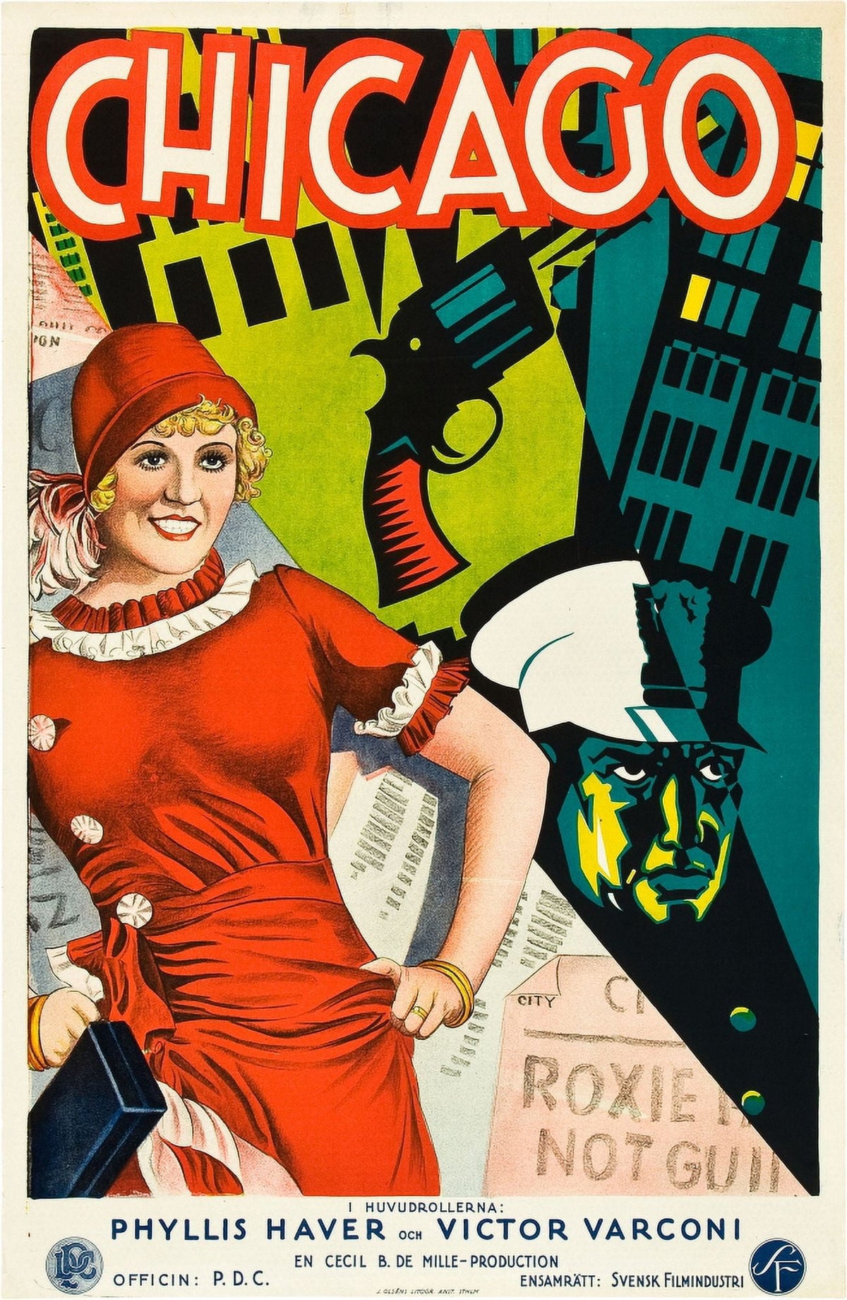 Chicago Left: Phyllis Haver on Swedish Art 1927 Movie Masterprint Poster