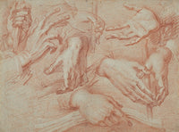 Study of Hands fine art print by Daniele Crespi showcasing detailed human hands.