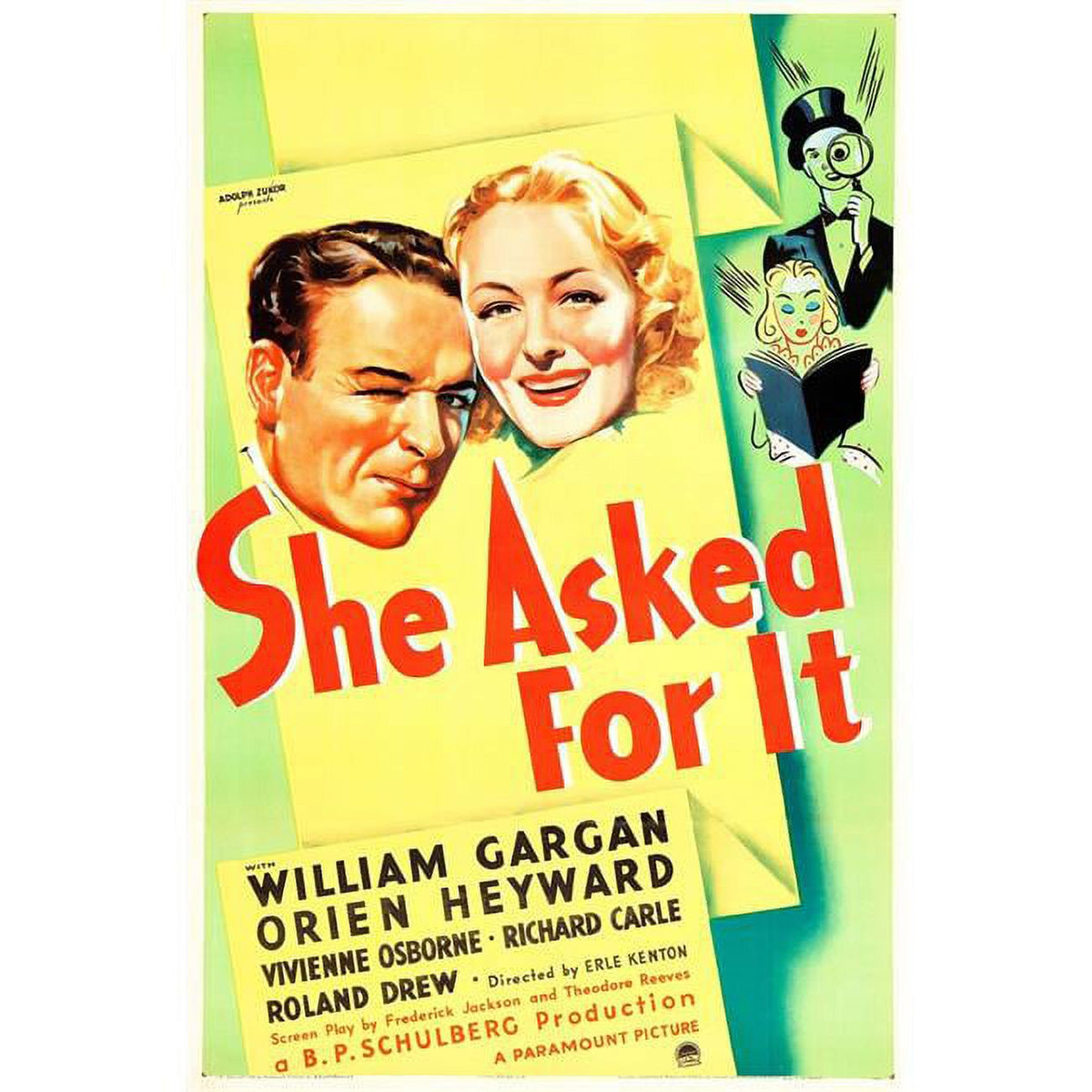 She Asked For It 1937 movie poster art print for classic cinema fans.