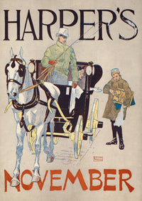 Harper's November art poster print by Edward Penfield, showcasing autumn scenery.
