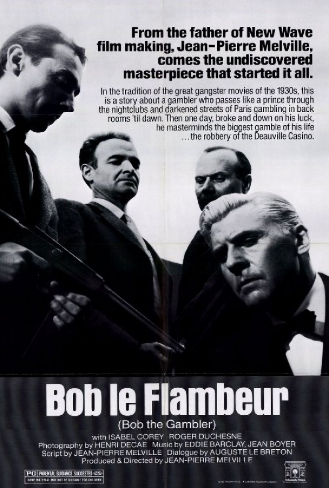 Bob le Flambeur movie poster print showcasing classic French film noir.