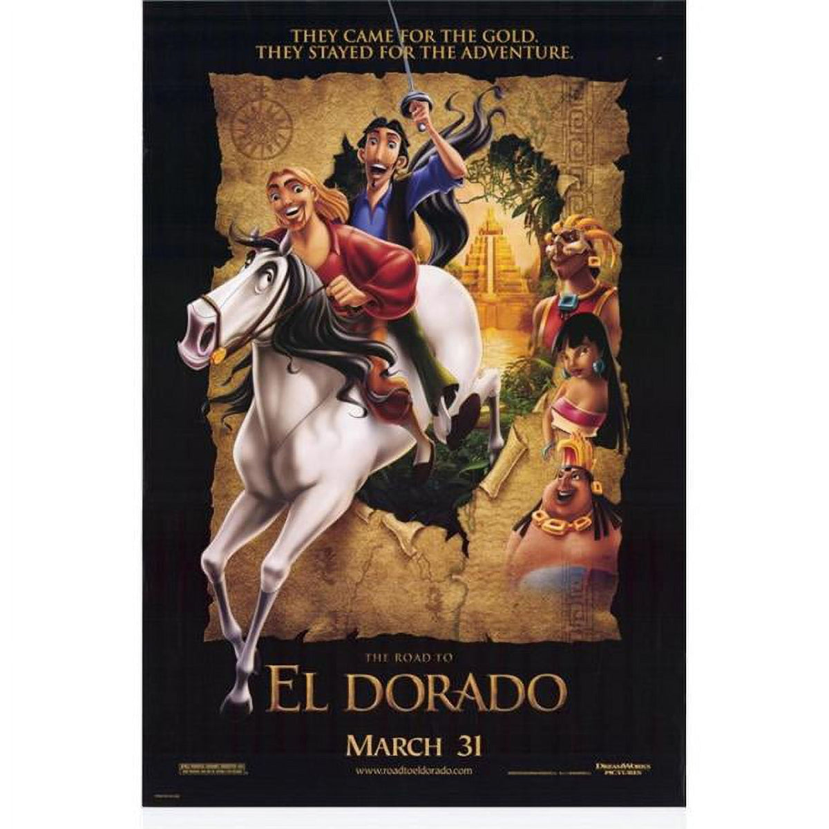 The Road to El Dorado movie poster print, vibrant animation art