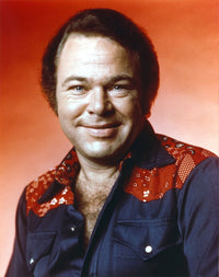Roy Clark portrait photo print on red background