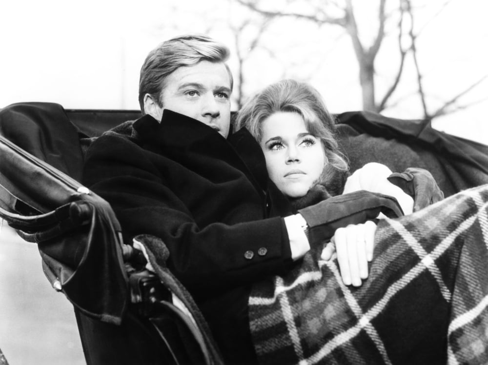 Barefoot in the Park movie photo print featuring Robert Redford and Jane Fonda, classic film decor.