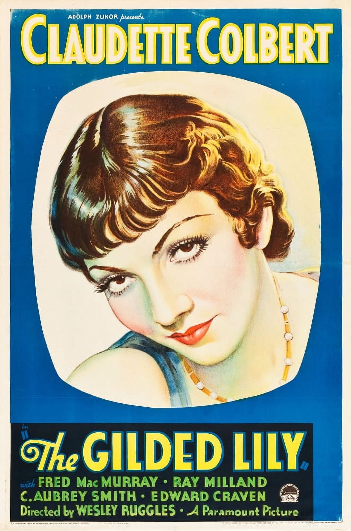 The Gilded Lily movie poster print featuring Claudette Colbert, 1935 classic film.
