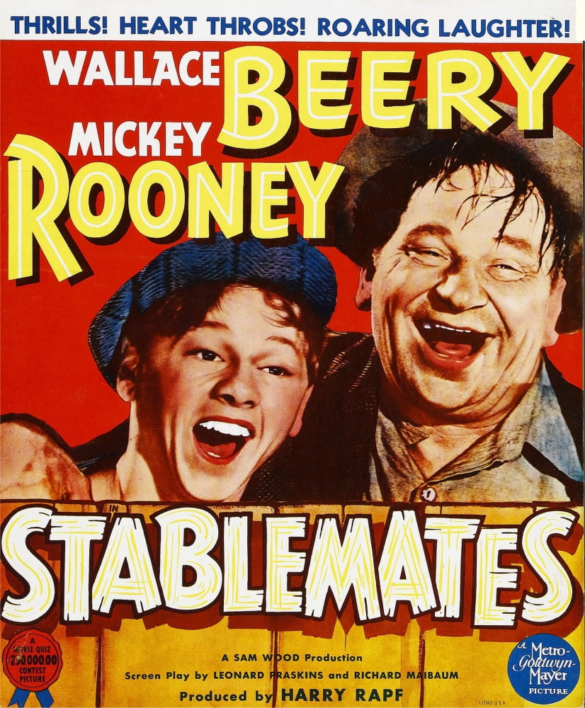 Stablemates movie masterprint poster featuring Mickey Rooney and Wallace Beery, 1938