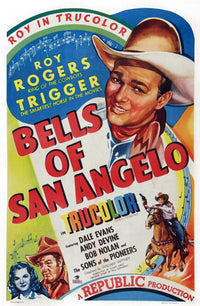 Bells of San Angelo movie poster featuring Roy Rogers and Dale Evans.