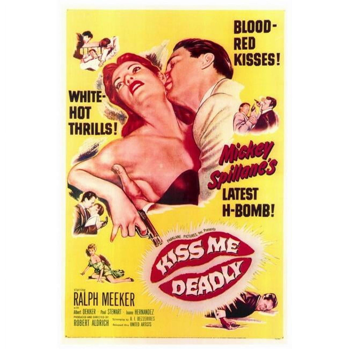 Kiss Me Deadly Movie Poster Print (27 x 40) featuring classic film noir design.