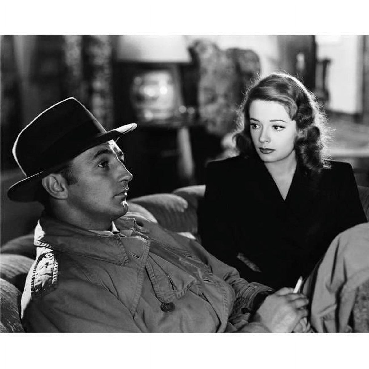 Out Of The Past movie poster print featuring Robert Mitchum and Jane Greer