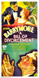 A Bill of Divorcement movie poster featuring Paul Cavanagh, Katharine Hepburn, and John Barrymore from 1932.