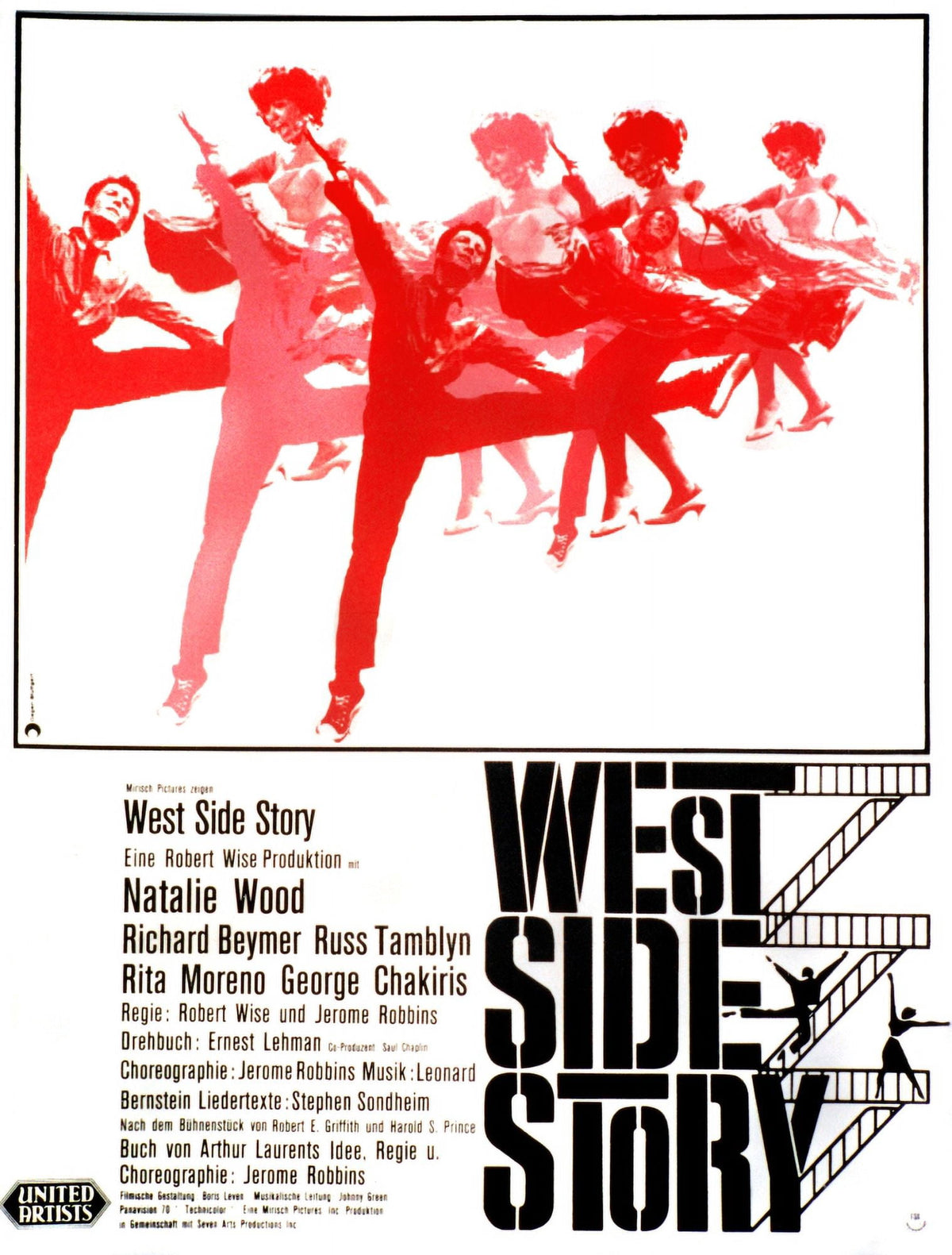 West Side Story 1961 movie poster art print in vibrant colors.