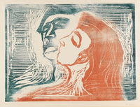 Head by Head print by Edvard Munch showing a man and woman kissing.