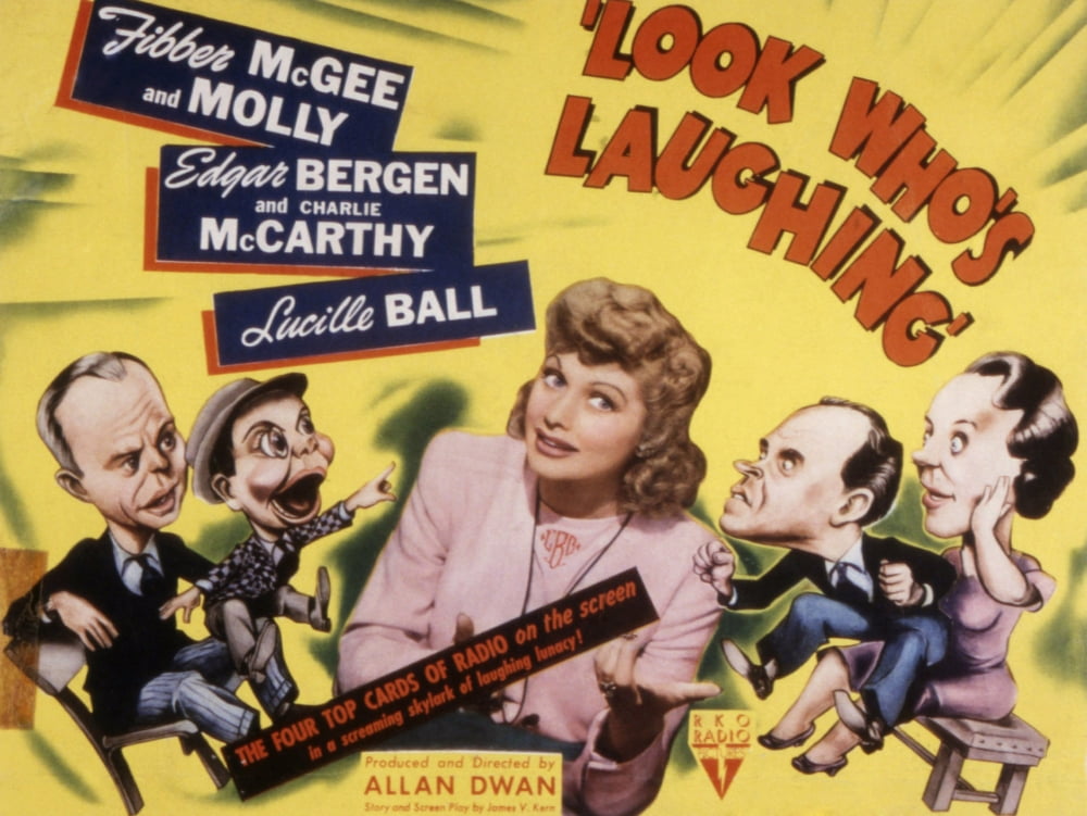 Look Who's Laughing movie masterprint poster featuring Charlie McCarthy and Lucille Ball.