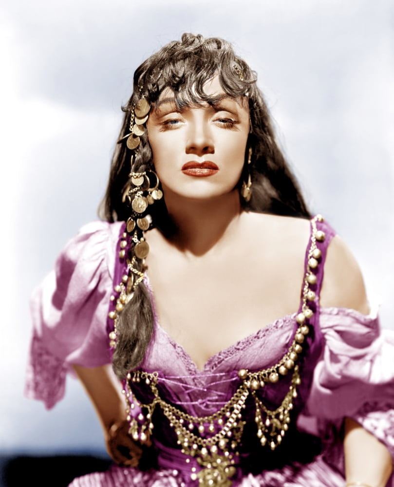 Marlene Dietrich 1947 photo print showcasing golden earrings