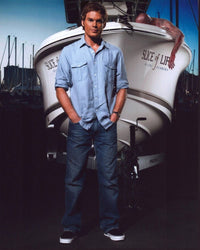 Michael C. Hall Dexter photo print in front of boat