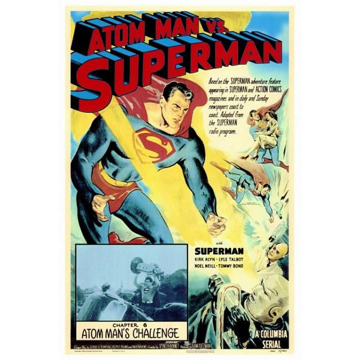 Atom Man vs. Superman Movie Poster Print showcasing iconic superhero action.