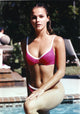 Keri Russell portrait photo print in red lingerie by the pool