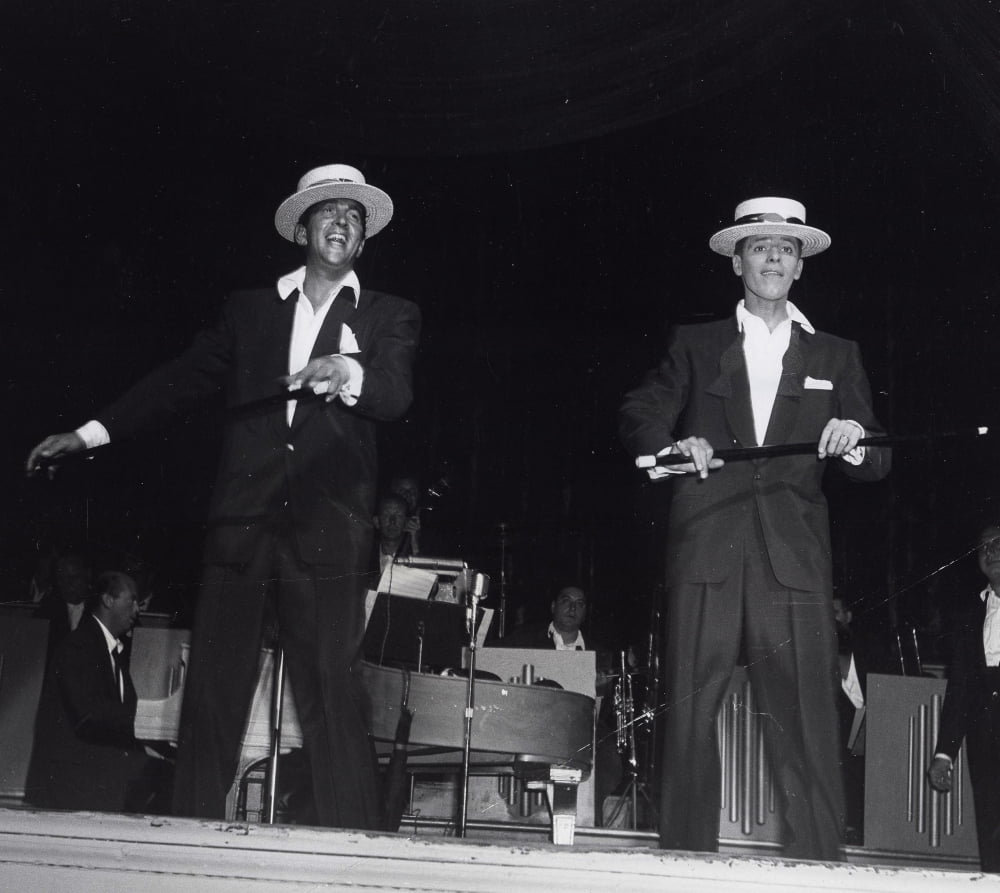 Martin and Lewis Box Office Boys Photo Print showcasing the legendary duo in a classic comedic pose.