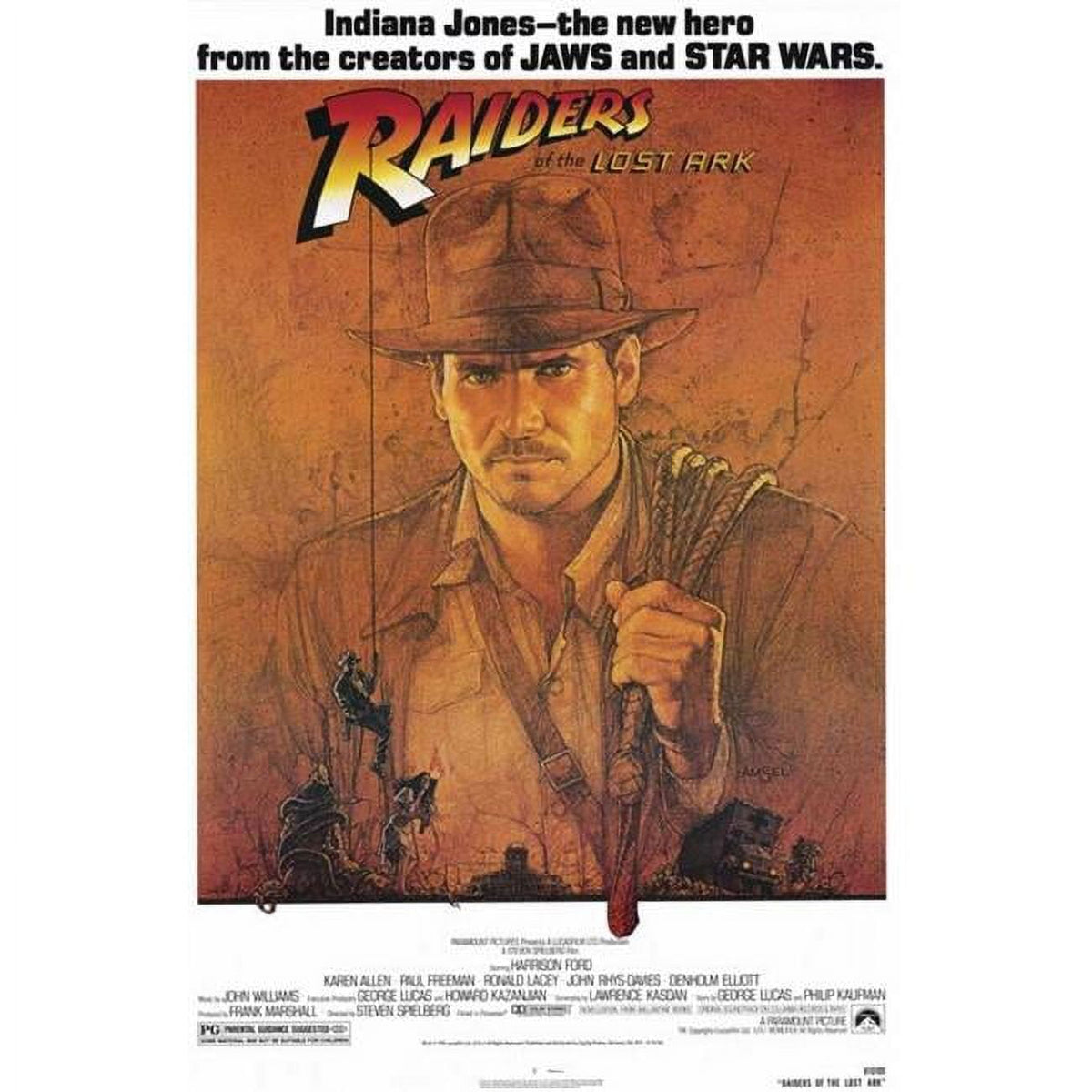 Raiders of the Lost Ark Movie Poster 11x17 featuring Indiana Jones.