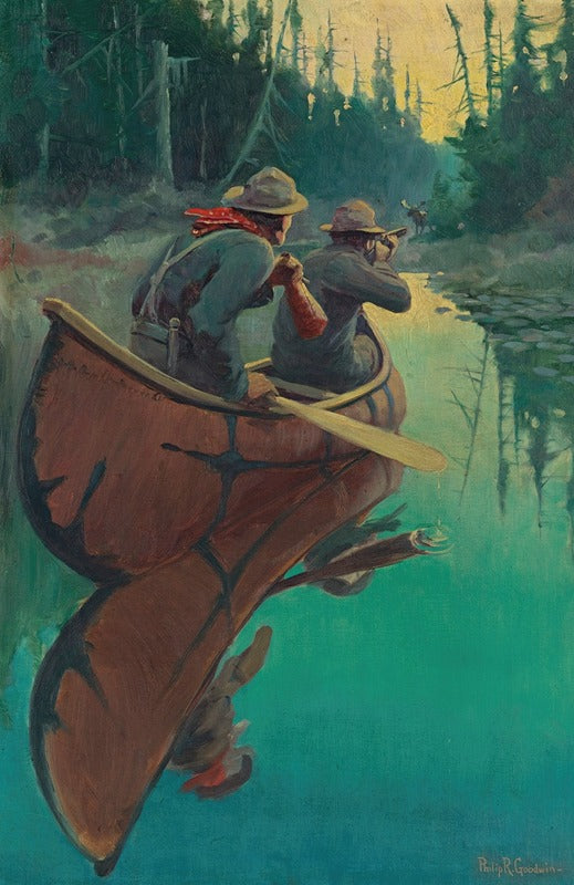 Hunters in a Canoe Art Print by Philip R. Goodwin - Nature Scene