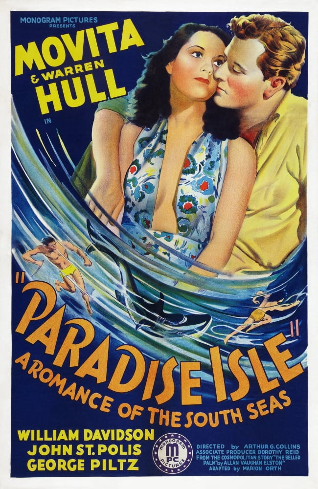 Paradise Isle movie poster art print from 1937, vibrant colors and classic design.