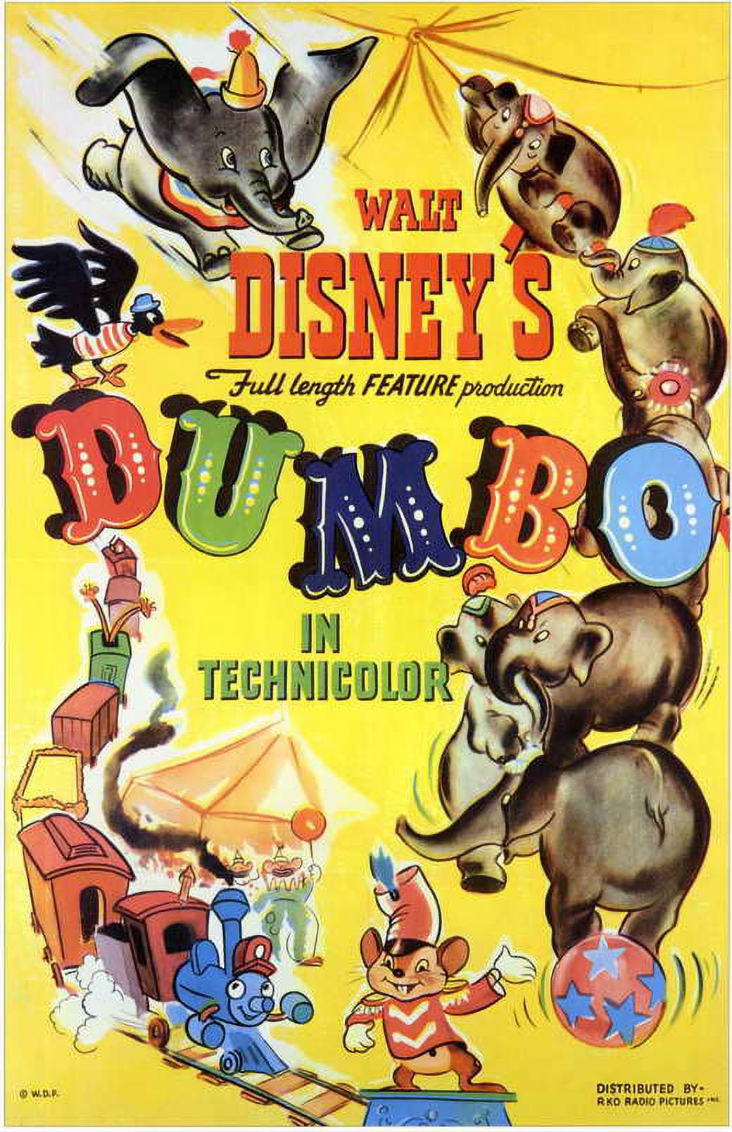 Dumbo Movie Poster 11x17 Print featuring the beloved Disney character.