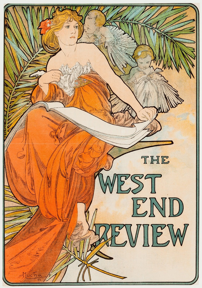 The West End Review Art Print by Alphonse Mucha, 1897 poster